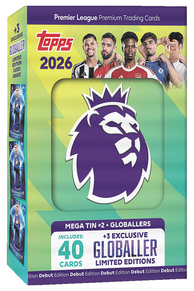 Topps Premier League 2026 - Mega Tin GLOBALLERS Fémdoboz